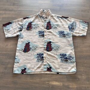 VTG Ringo Sport Microfiber Asian AOP Design‎ Hawaiian Button Up Shirt Men's XL